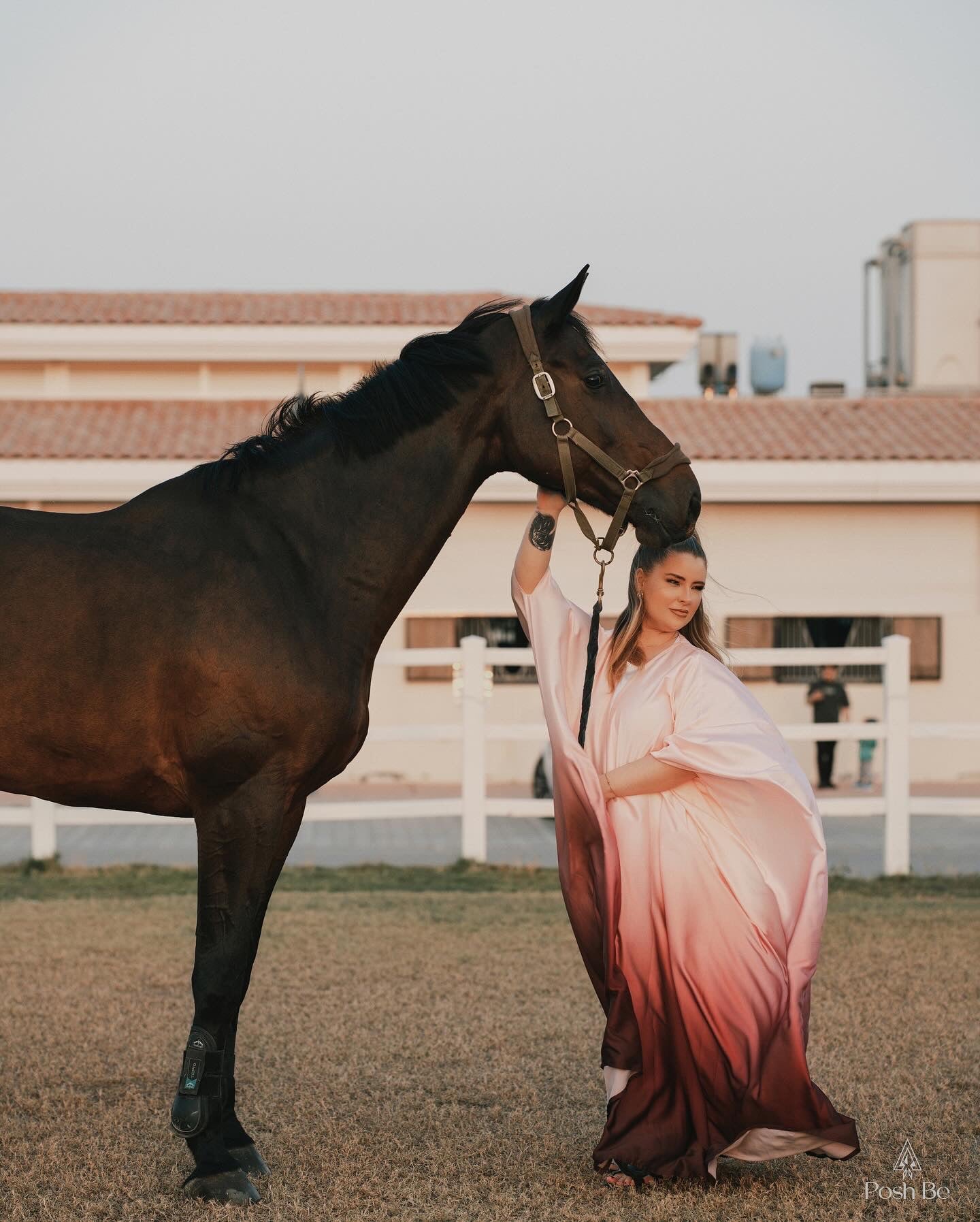 Pink Arabian Rose Ombre Silk Abaya