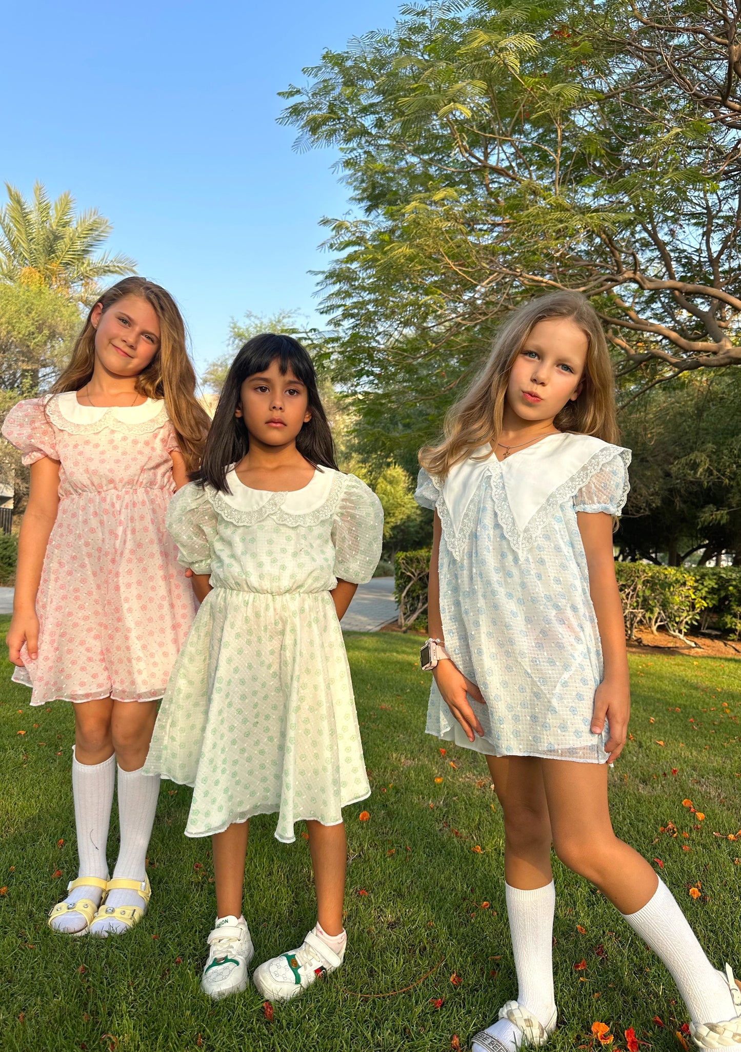 Floral Fairy Dress with collar Blue