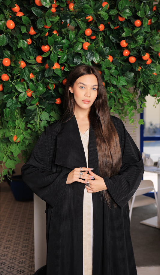 Elon Noir Lapel Abaya Blazer
