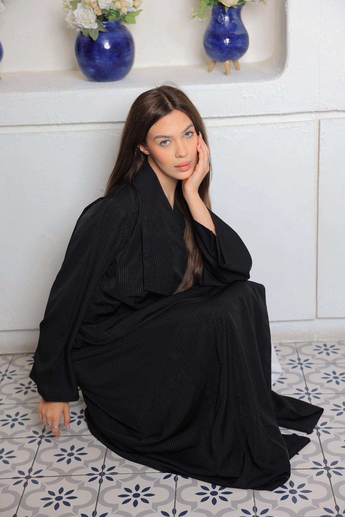 Elon Noir Lapel Abaya Blazer