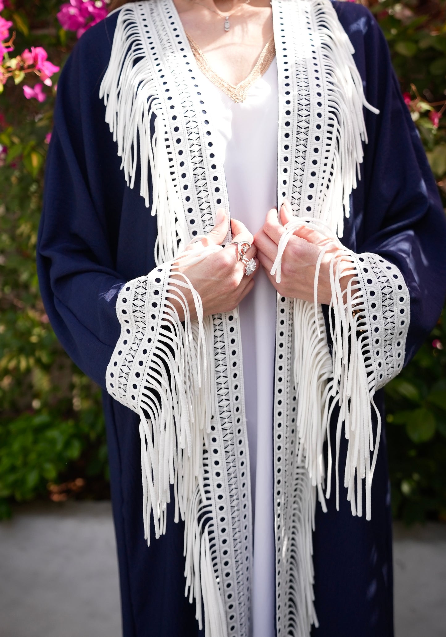 Cascade Fringe Eoyal Blue Abaya