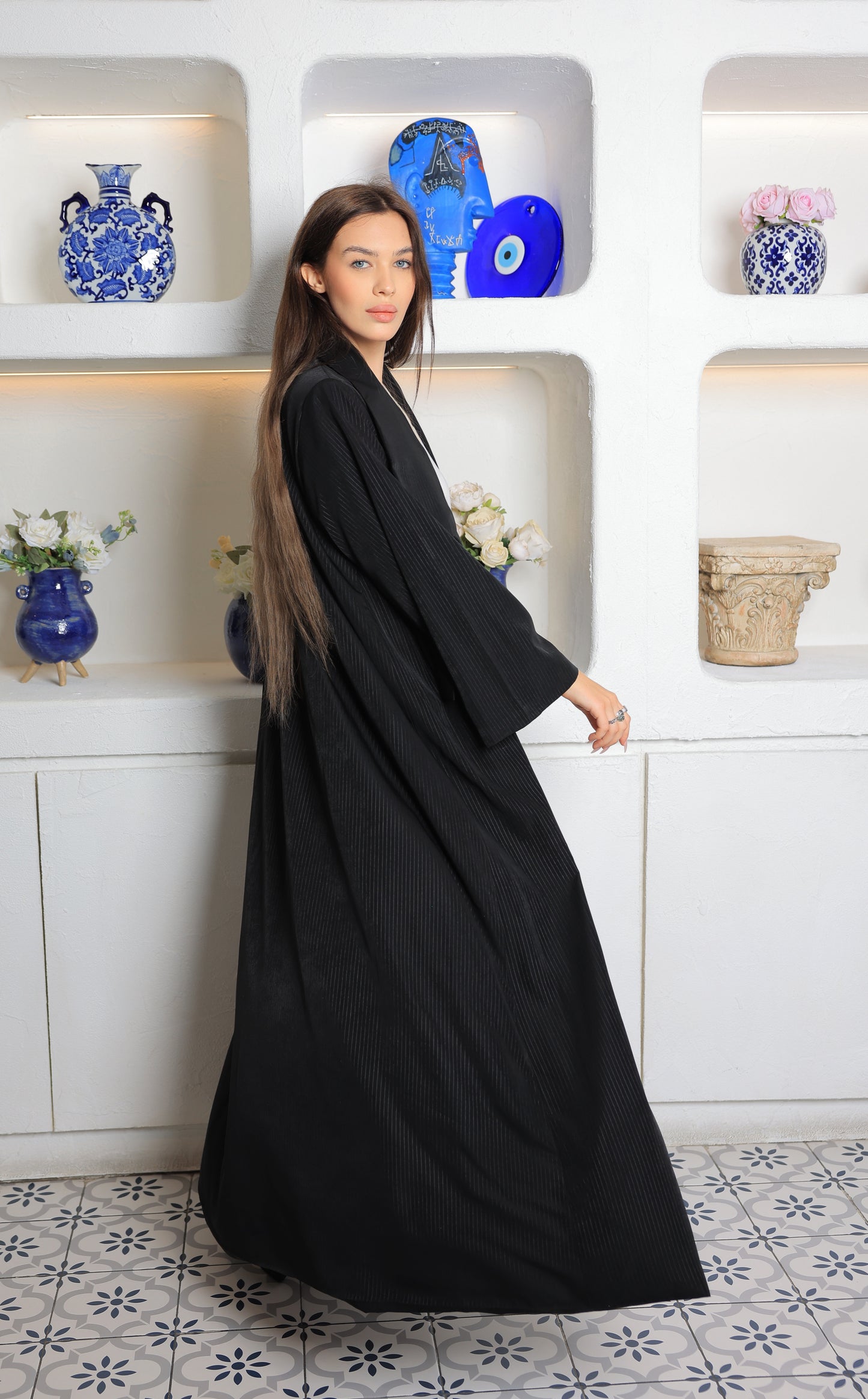 Elon Noir Lapel Abaya Blazer