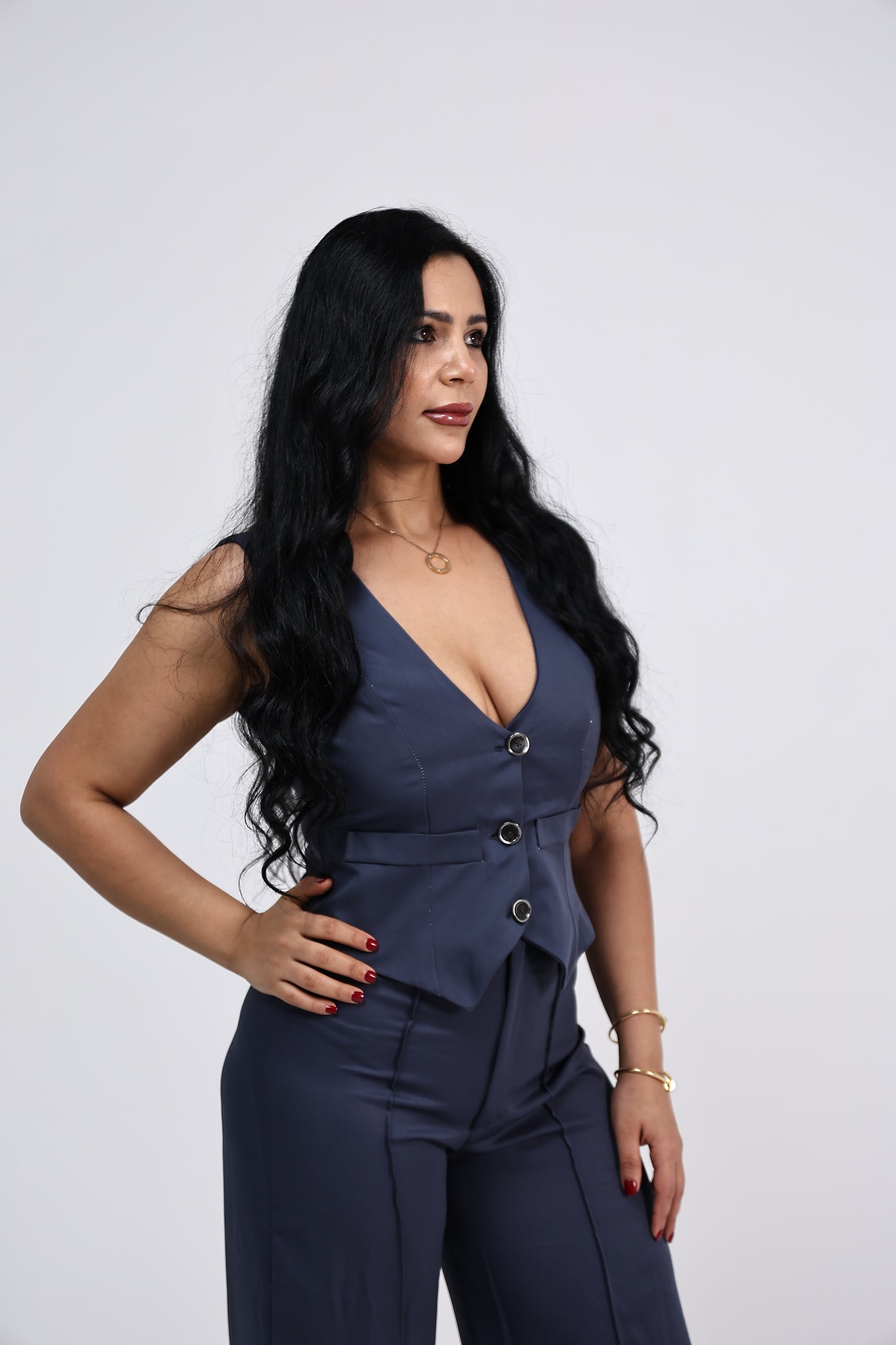 Royal Blue sleevless Vest Set