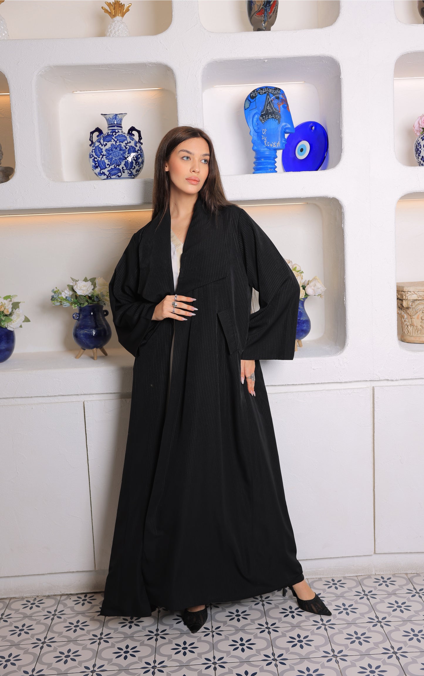 Elon Noir Lapel Abaya Blazer