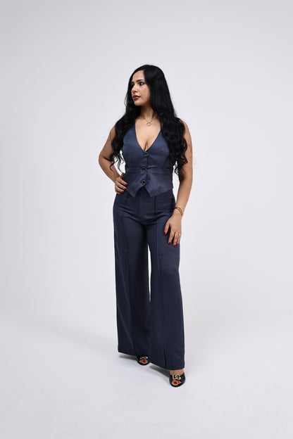 Royal Blue sleevless Vest Set