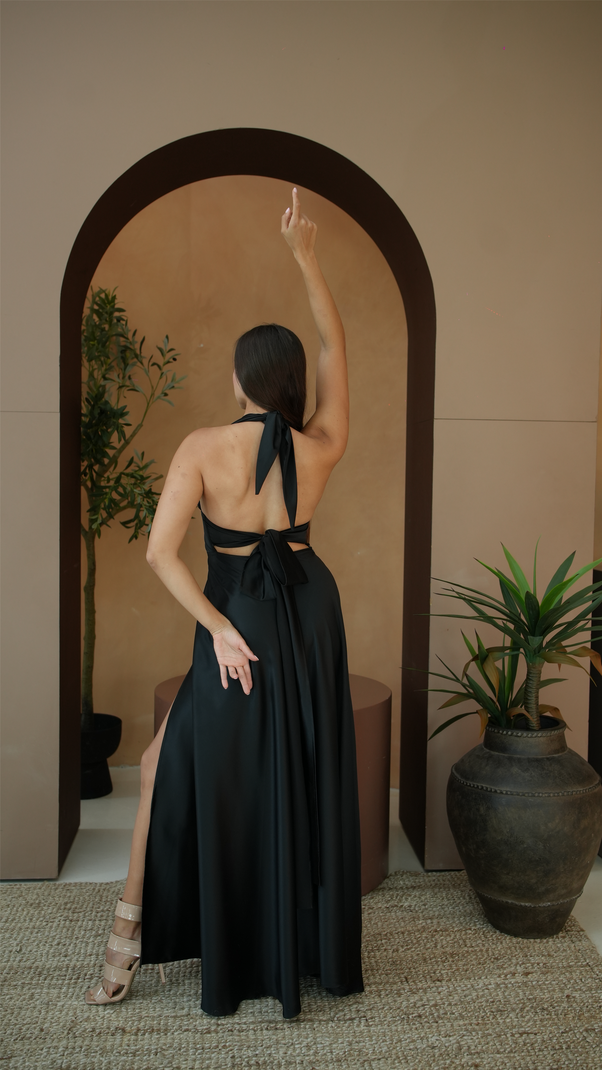 Black Silk Slit Maxi Dress