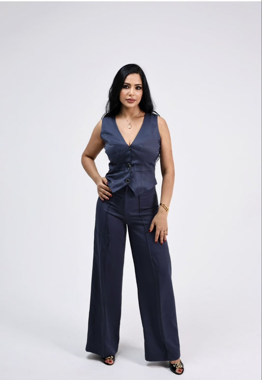 Royal Blue sleevless Vest Set