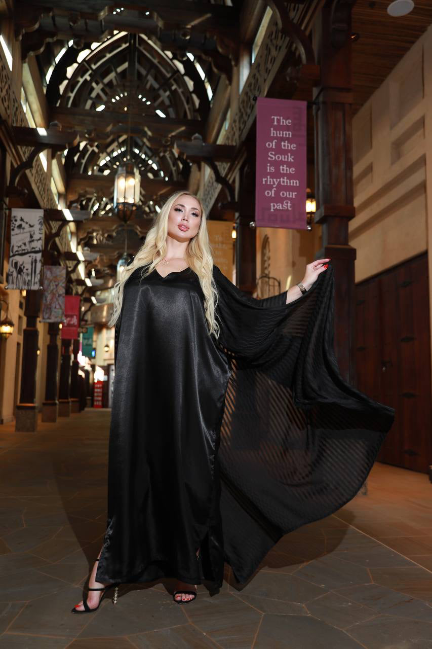 Noir Stripe Abaya Sheer